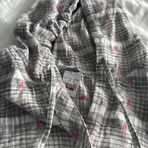 Aerie Gray and Pink Plaid Shirt